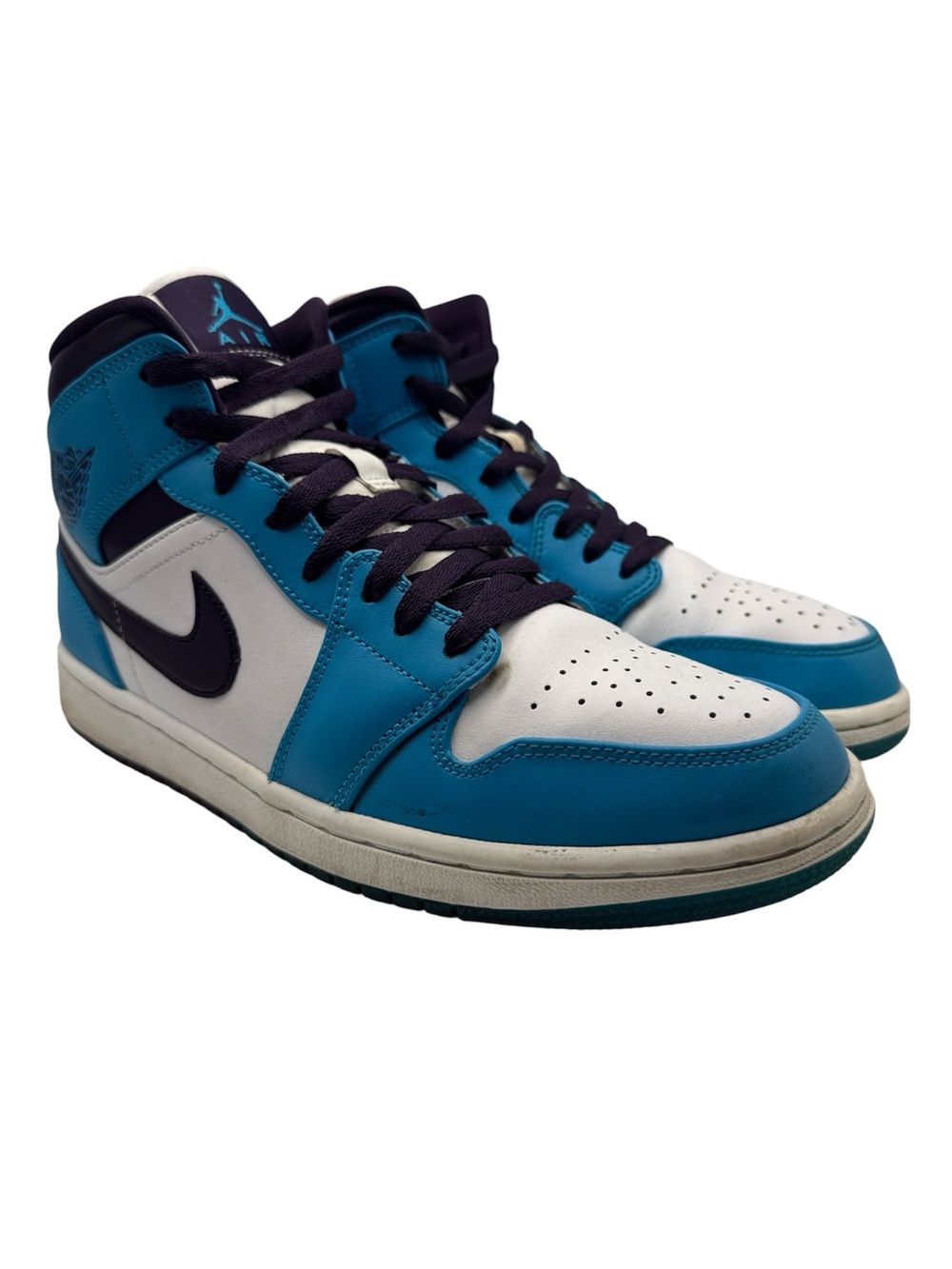 Nike Air Jordan 1 Mid Blue Lagoon Grand Purple 554724-415 Mens 9 Sneakers w/Box